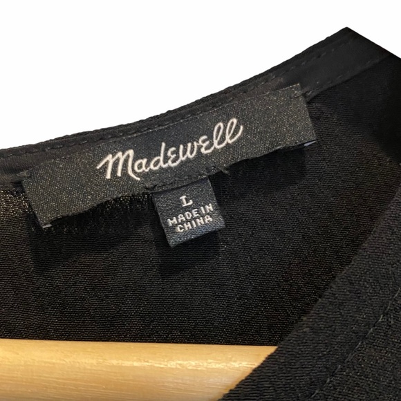 Madewell Black Ruffle Peplum Tank Top Large - Picture 7 of 10